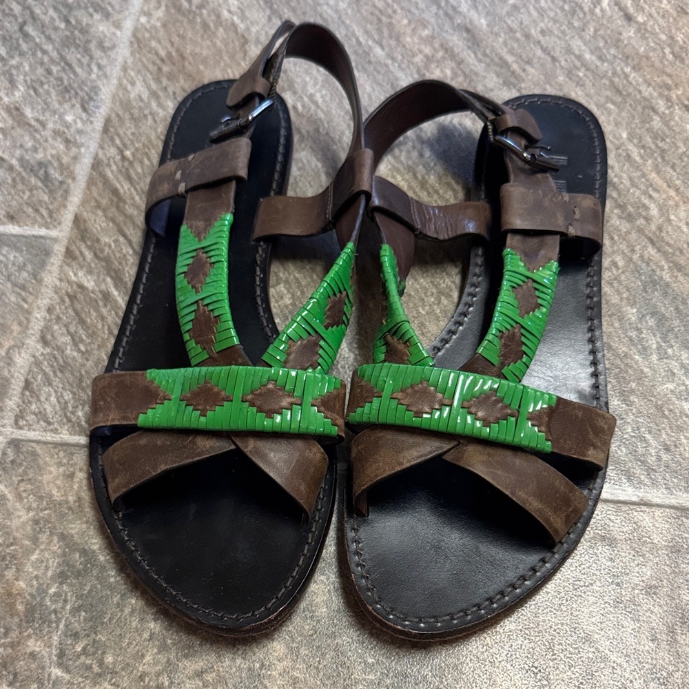 Brown and Green Sandals